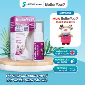 Xịt hỗ trợ bổ sung Vitamin D + K2 Kids' Oral Spray BetterYou