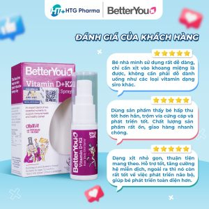 Xịt hỗ trợ bổ sung Vitamin D + K2 Kids' Oral Spray BetterYou